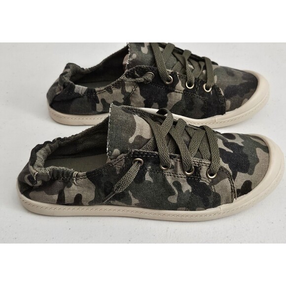 Time & Tru Camo Scrunch Back Memory Foam Womans 6.5 Sneakers Slip-on with Laces - Picture 3 of 8